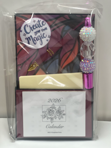 Handmade Easel Calendar (2026 & 2027) w/ refillable Post-It Notepad and matching Pen. Handmade Easel Calendar (2026 & 2027) w/ refillable Post-It Notepad and matching Pen.