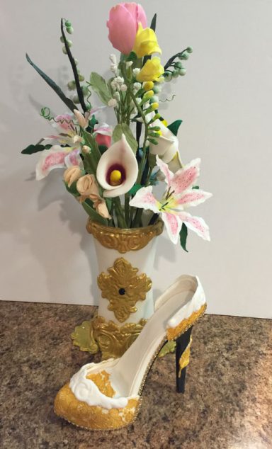 Fondant Flowers, Vase and Shoe Fondant Flowers, Vase and Shoe